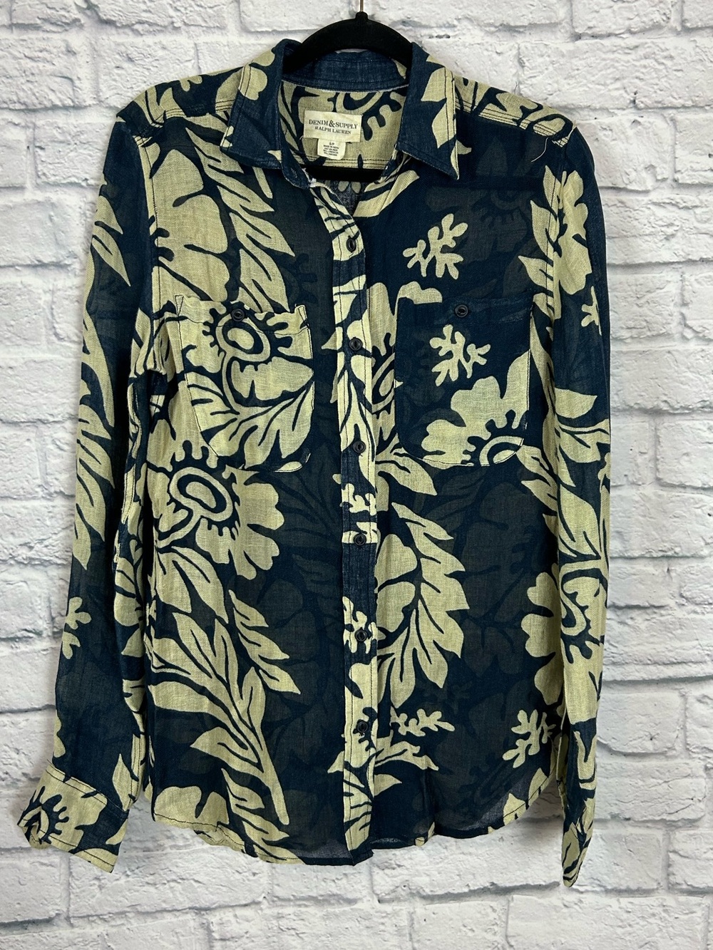 Denim & Supply Ralph Lauren Linen Floral Button Down Shirt S Small NWT